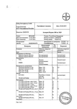 1009-Сертификат Аспирин кардио, таблетки 300 мг 20 шт-24