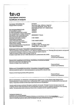 10681-Сертификат Цинктерал-Тева, таблетки покрыт.об. 124 мг 25 шт-13