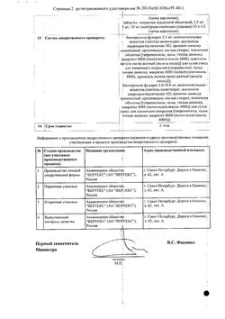 Сертификат БИСОПРОЛОЛ-ВЕРТЕКС ТАБЛЕТКИ ПОКРЫТЫЕ ПЛЕНОЧНОЙ ОБОЛОЧКОЙ 2,5 МГ   №60-2