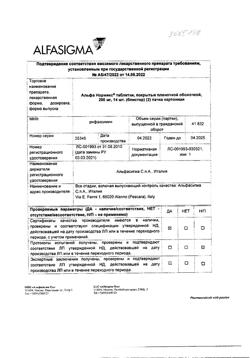 12732-Сертификат Альфа Нормикс, таблетки покрыт.плен.об. 200 мг 28 шт-36