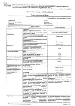 12801-Сертификат Анальгин Реневал, таблетки 500 мг 20 шт-70