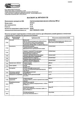 12994-Сертификат Ацетилсалициловая кислота, таблетки 500 мг 20 шт-106