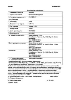 13135-Сертификат Церукал, таблетки 10 мг 50 шт-102