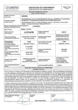 13671-Сертификат Видора, таблетки покрыт.плен.об. 3 мг+0,03 мг 28 шт-16