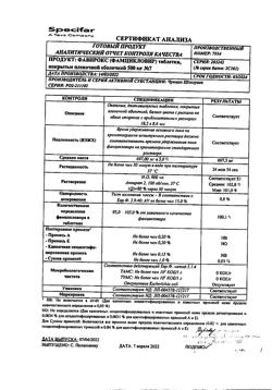 13802-Сертификат Фавирокс, таблетки покрыт.плен.об. 500 мг 7 шт-7