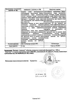 14210-Сертификат Апроваск, таблетки покрыт.плен.об. 5 мг+300 мг 28 шт-6