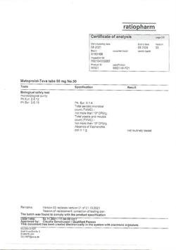 16469-Сертификат Метопролол-Тева, таблетки 50 мг 30 шт-17