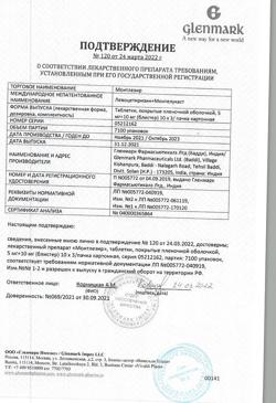 16795-Сертификат Монтлезир, таблетки покрыт.плен.об. 5 мг+10 мг  30 шт-1