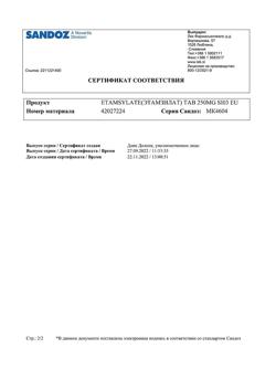 17593-Сертификат Дицинон, таблетки 250 мг 100 шт-95
