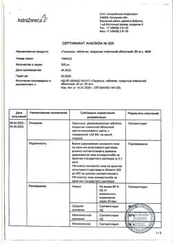 19255-Сертификат Тагриссо, таблетки покрыт.плен.об. 80 мг 30 шт-48
