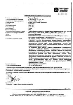 19481-Сертификат Тидомет Форте, таблетки 250 мг+25 мг  100 шт-36