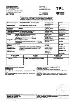 19481-Сертификат Тидомет Форте, таблетки 250 мг+25 мг  100 шт-15