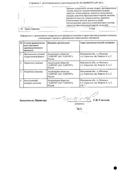 Сертификат ЛОПЕРАМИД-АЛИУМ КАПСУЛЫ 2 МГ   №10-1