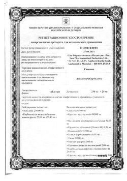 Сертификат СИНДОПА ТАБЛЕТКИ 250 МГ+25 МГ №50-2