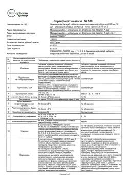 24480-Сертификат Левомицетин Актитаб, таблетки покрыт.плен.об. 500 мг 10 шт-12