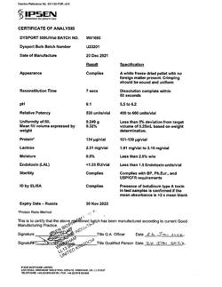 26633-Сертификат Диспорт, лиофилизат д/приг раствора для иньекций 500 ед 1шт-12