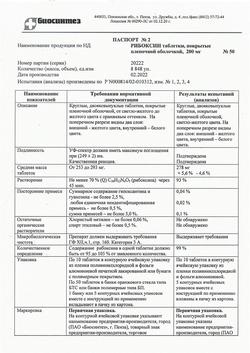 27316-Сертификат Рибоксин, таблетки покрыт.плен.об. 200 мг 50 шт-25