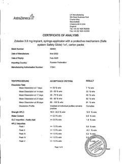 29337-Сертификат Золадекс, имплантат 3,6 мг шприц-аппликаторы 1 шт.-36