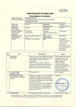 29751-Сертификат Паноксен, таблетки покрыт.об. 50 мг+500 мг 20 шт-25