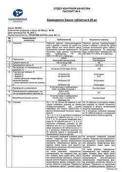 3642-Сертификат Карведилол Канон, таблетки 6,25 мг 30 шт-1