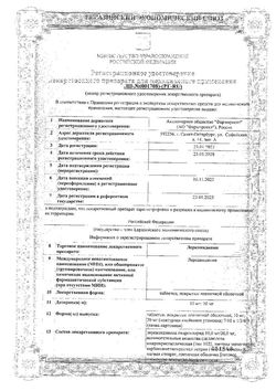 Сертификат ЛЕРКАНИДИПИН ТАБЛЕТКИ ПОКРЫТЫЕ ПЛЕНОЧНОЙ ОБОЛОЧКОЙ 10 МГ №60-1