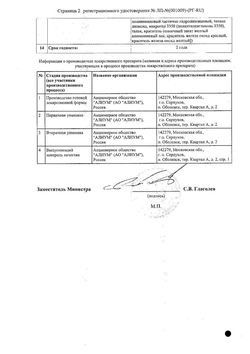 Сертификат АЛЬФАКСИМ ТАБЛЕТКИ ПОКРЫТЫЕ ПЛЕНОЧНОЙ ОБОЛОЧКОЙ 200 МГ   №40-2
