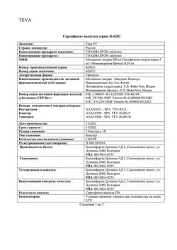 5374-Сертификат Спазмалгон, таблетки 10 шт-12