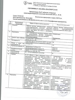 7304-Сертификат Эритромицин-ЛекТ, таблетки покрыт.кишечнорастворимой плен.об. 250 мг 20 шт-1