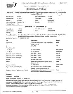 8354-Сертификат Рисполепт Конста, порошок д/приг суспензии для в/м введ. пролонг действия 37,5 мг фл в комплекте 1 шт.-9