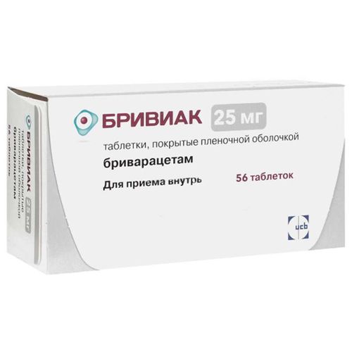 БРИВИАК ТАБЛЕТКИ ПОКРЫТЫЕ КИШЕЧНОРАСТВОРИМОЙ ПЛЕНОЧНОЙ ОБОЛОЧКОЙ 25 МГ   №56