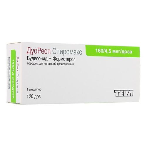 ДУОРЕСП СПИРОМАКС ПОРОШОК ДЛЯ ИНГАЛЯЦИЙ ДОЗИРОВАННЫЙ 160 МКГ+4,5 МКГ/ДОЗА 120 ДОЗ №1