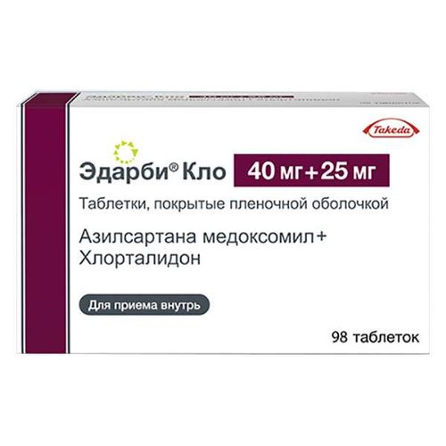ЭДАРБИ КЛО ТАБЛЕТКИ ПОКРЫТЫЕ ПЛЕНОЧНОЙ ОБОЛОЧКОЙ 40 МГ+25 МГ   №98