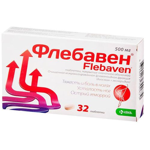 ФЛЕБАВЕН ТАБЛЕТКИ ПОКРЫТЫЕ ПЛЕНОЧНОЙ ОБОЛОЧКОЙ 500 МГ   №32