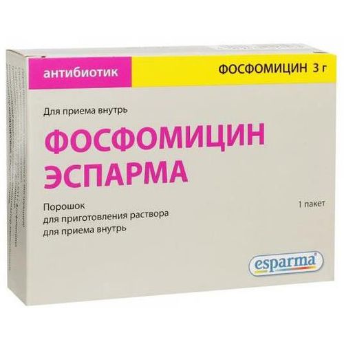 ФОСФОМИЦИН ЭСПАРМА ПОРОШОК ДЛЯ ПРИГОТОВЛЕНИЯ РАСТВОРА ДЛЯ ПРИЕМА ВНУТРЬ 3 Г 8 Г №1