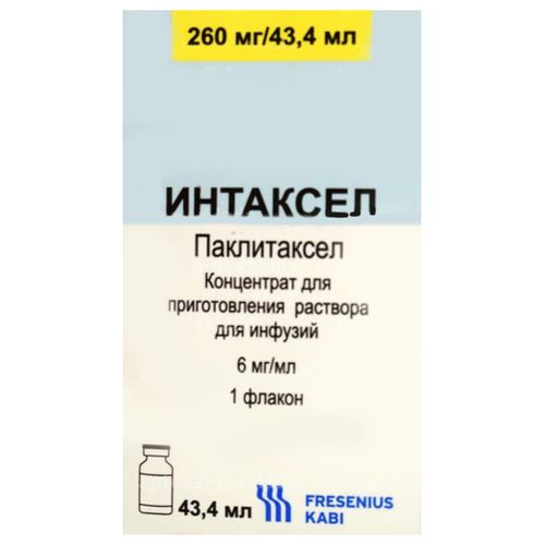 ИНТАКСЕЛ КОНЦЕНТРАТ ДЛЯ ПРИГОТОВЛЕНИЯ РАСТВОРА ДЛЯ ИНФУЗИЙ 6 МГ/МЛ 43,4 МЛ №1