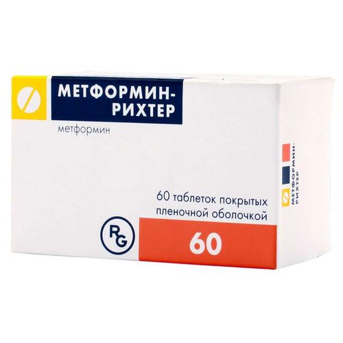 МЕТФОРМИН-РИХТЕР ТАБЛЕТКИ ПОКРЫТЫЕ ПЛЕНОЧНОЙ ОБОЛОЧКОЙ 1000 МГ   №60