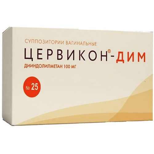 ЦЕРВИКОН-ДИМ СУППОЗИТОРИИ ВАГИНАЛЬНЫЕ 100 МГ   №25