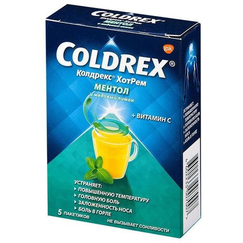КОЛДРЕКС ХОТРЕМ МЕНТОЛ И МЕДОВЫЙ ЛИМОН ПОРОШОК ДЛЯ ПРИГОТОВЛЕНИЯ РАСТВОРА ДЛЯ ПРИЕМА ВНУТРЬ 6 Г №5