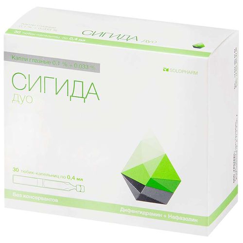 СИГИДА ДУО КАПЛИ ГЛАЗНЫЕ 0,1%+0,033% 0,4 МЛ №30