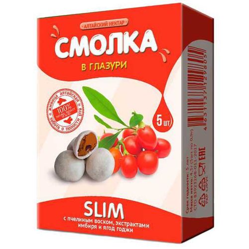 АЛТАЙСКИЙ НЕКТАР СМОЛКА В ГЛАЗУРИ SLIM РЕЗИНКИ ЖЕВАТЕЛЬНЫЕ 0,9 Г №5