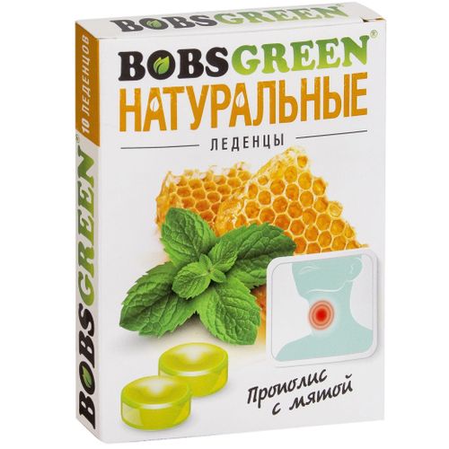BOBSGREEN/БОБСГРИН ЛЕДЕНЦЫ [ПРОПОЛИС-МЯТА]  3,5 Г №10