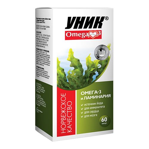 УНИК OMEGA-3 ОМЕГА-3 И ЛАМИНАРИЯ КАПСУЛЫ №60