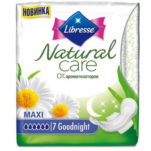 LIBRESSE ПРОКЛАДКИ NATURAL CARE GOODNIGHT ПРОКЛАДКИ ЖЕНСКИЕ ГИГИЕНИЧЕСКИЕ НОЧНЫЕ №7