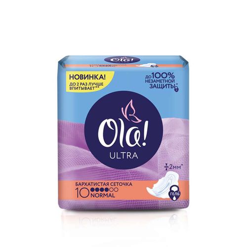 OLA ПРОКЛАДКИ ULTRA NORMAL БАРХАТ СЕТОЧКА ПРОКЛАДКИ ЖЕНСКИЕ ГИГИЕНИЧЕСКИЕ ULTRA (ТОНКИЕ) №10