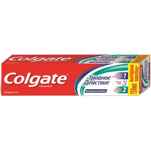 COLGATE ЗУБНАЯ ПАСТА ТРОЙНОЕ ДЕЙСТВИЕ НАТУРАЛЬНАЯ МЯТА ЗУБНАЯ ПАСТА КОМПЛЕКСНАЯ 150 МЛ №1