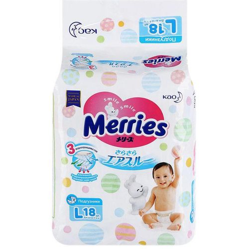 MERRIES ПОДГУЗНИКИ L (9-14КГ) ПОДГУЗНИКИ ДЕТСКИЕ №18
