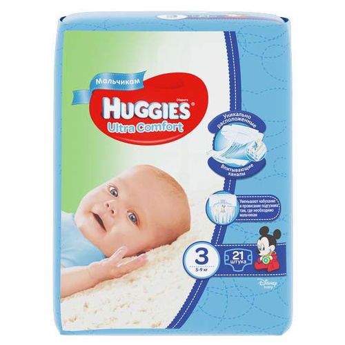 HUGGIES ULTRA COMFORT 3 ПОДГУЗНИКИ 5-9КГ Д/МАЛЬЧИКОВ И ДЕВОЧЕК ПОДГУЗНИКИ ДЕТСКИЕ №21