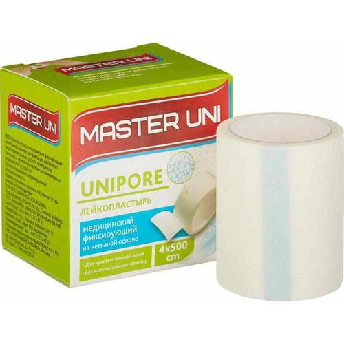 МАСТЕР ЮНИ ПЛАСТЫРЬ UNIPORE НЕТКАНАЯ ОСНОВА 4Х500СМ ПЛАСТЫРЬ   №1