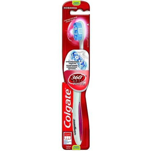 COLGATE ЗУБН ЩЕТКА 360 OPTIC WHITE СРЕДНЯЯ ЗУБНАЯ ЩЕТКА   №1