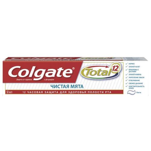 COLGATE ЗУБН ПАСТА TOTAL 12 ЧИСТАЯ МЯТА ЗУБНАЯ ПАСТА КОМПЛЕКСНАЯ 50 МЛ №1
